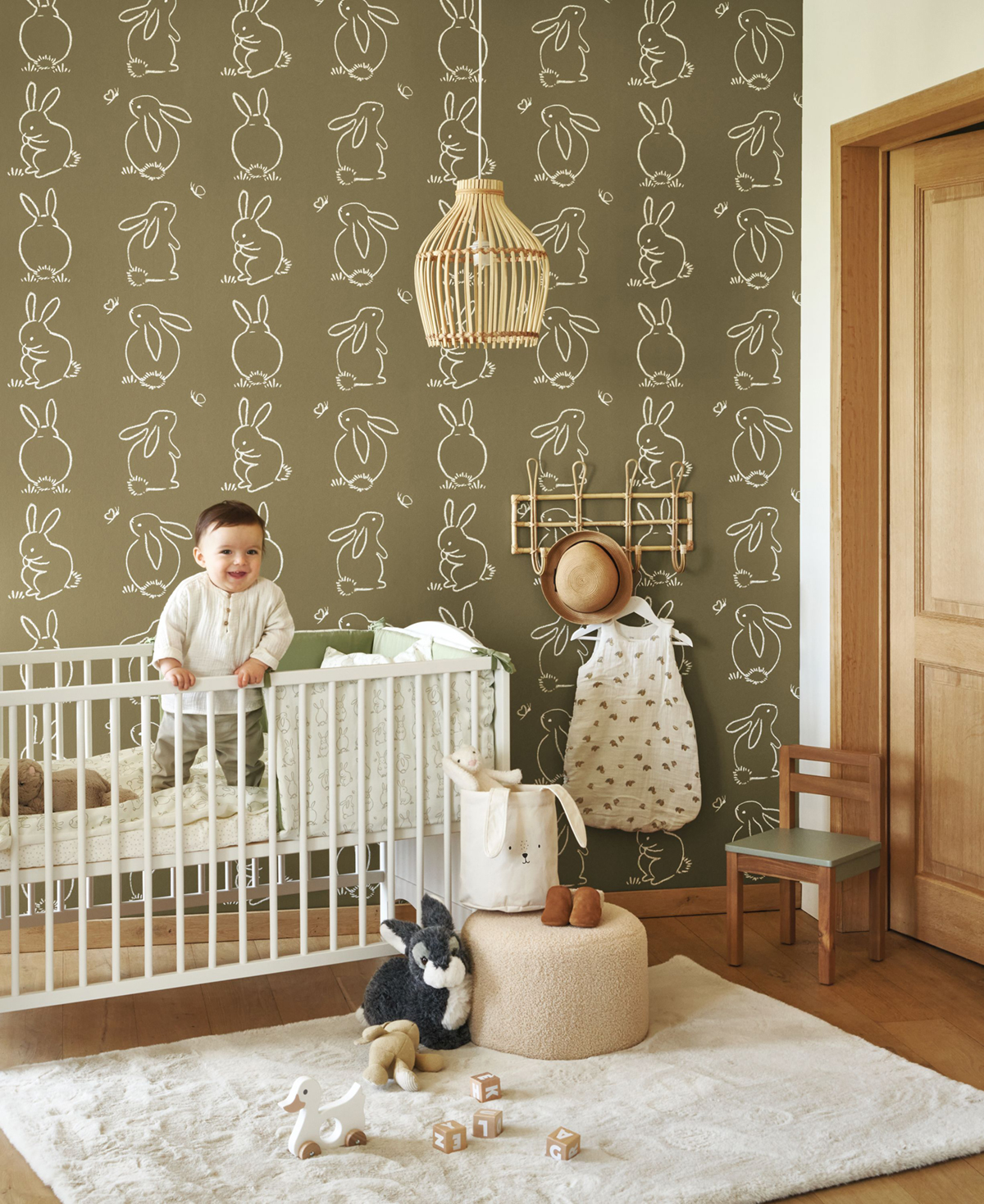 Papier peint Dessin Lapin vert kaki - Once Upon A Time de Casadéco AMB2 | Réf. OUAT88387526