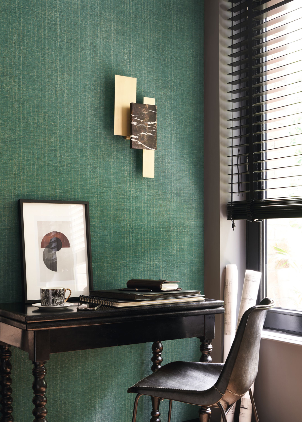 Papier peint Faux Uni vert sapin - Five o'clock de Casadeco | Réf. FOCL85847401