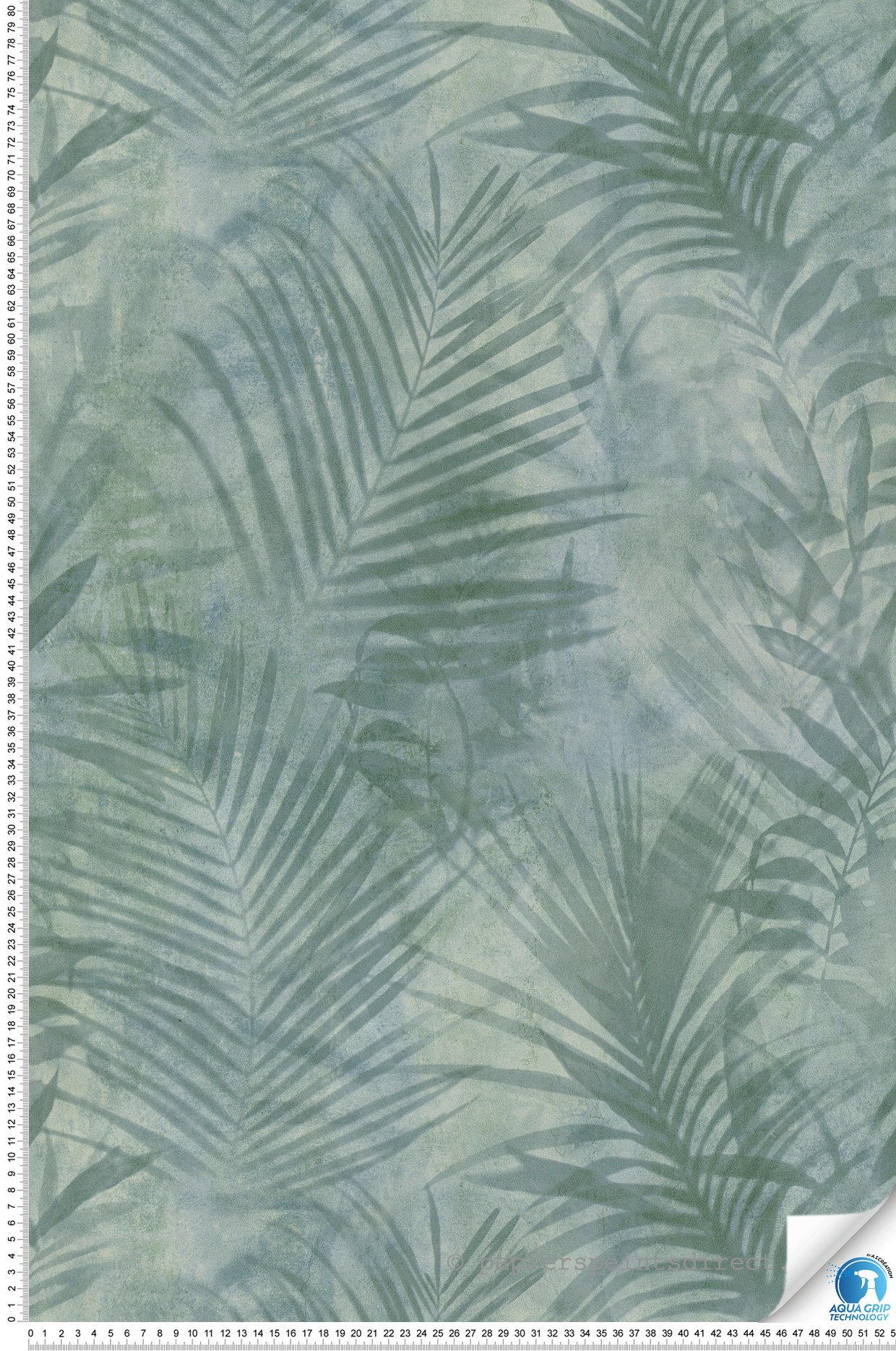 Papier peint préencollé Palme bleu vert - Designdrop d'A.S. Création | Réf. AS-784521