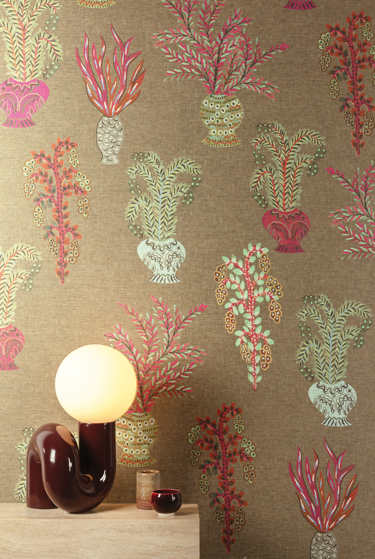 Papier peint panoramique Plante en Bouquet rose fushia - A et B H260 - Joy de Masureel | Réf. MAS-DGJOY104X-260