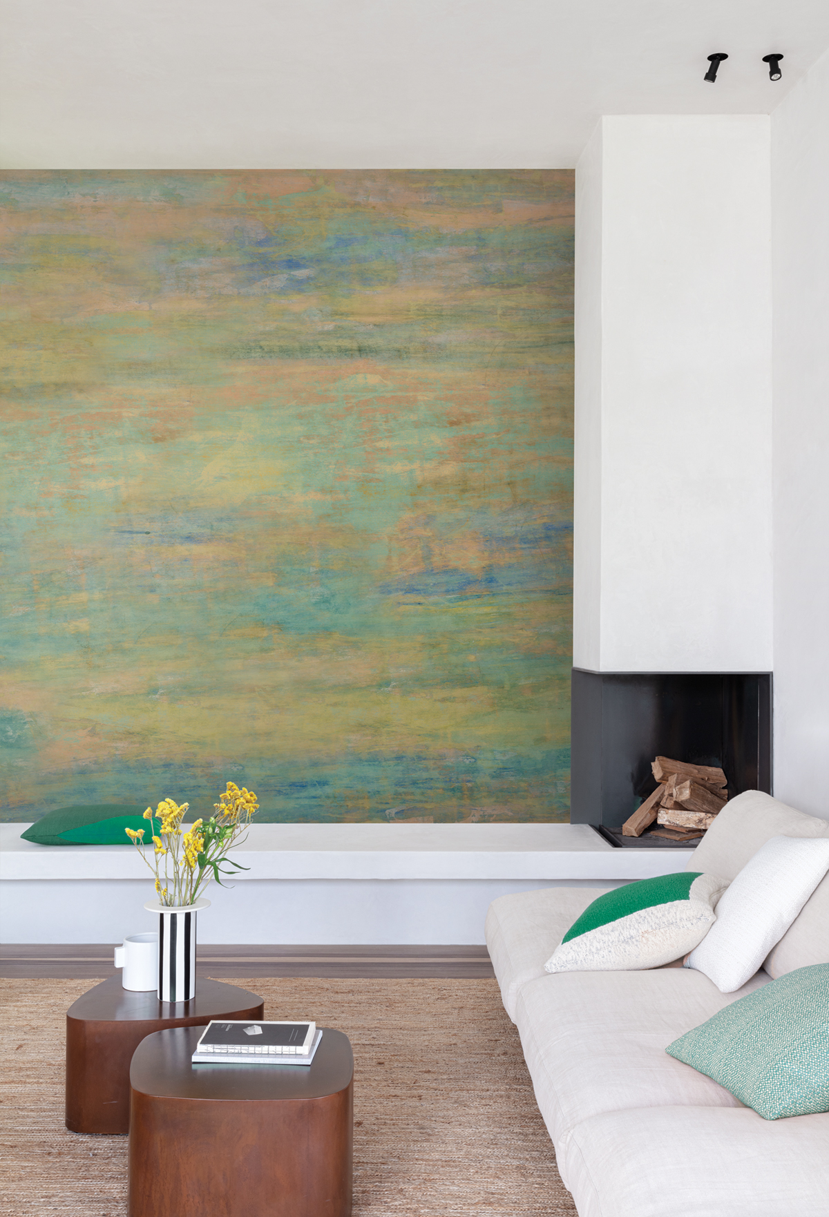 Papier peint panoramique Aquarelle Abstraite Heather vert - A H260 - Wall Designs IV de Masureel | Réf. MAS-DG4HEA1021-260