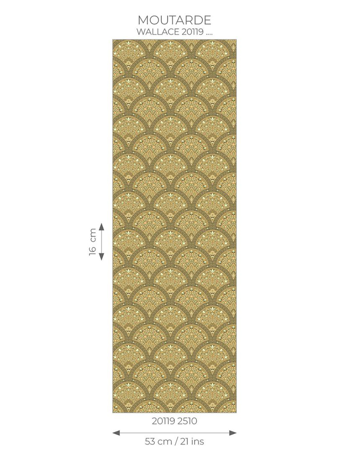 Papier peint Art Déco Wallace jaune moutarde irisé - Heritage de Casadéco AMBR | Réf. HETA201192510