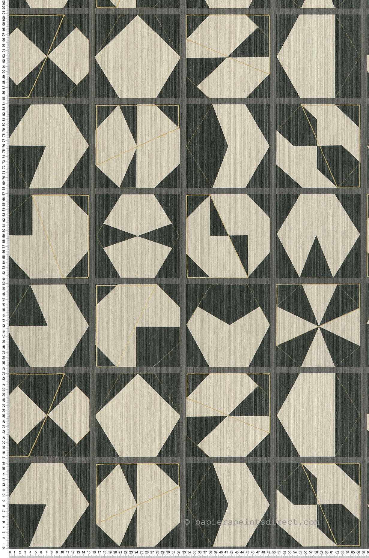 Papier peint Mosaïque Géométrique noir - Kanoko d'Osborne & Little | Réf. OBS-W7557-01