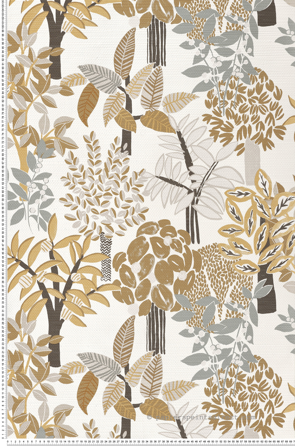 Papier peint Feuillage Peradeniya beige gris - Golfe du Bengale de Casamance | Réf. CAS-75940100