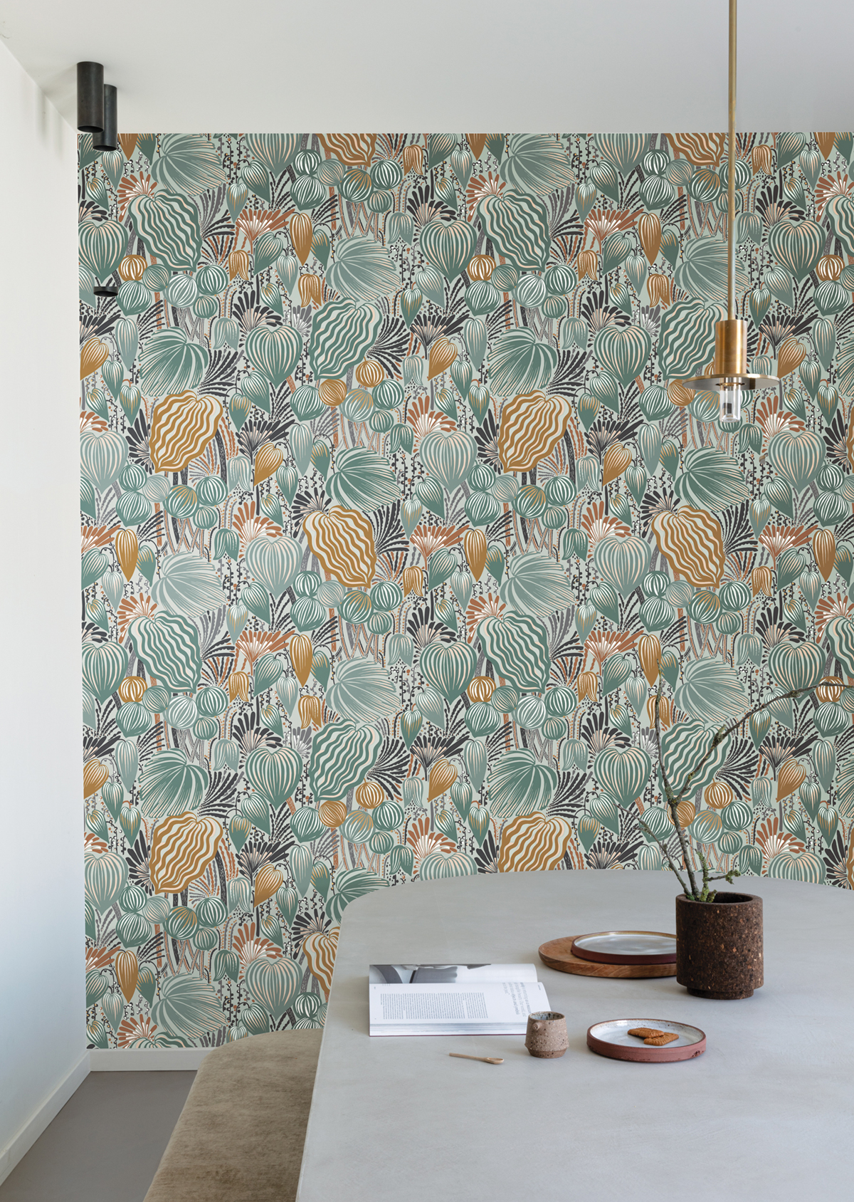 Papier peint panoramique Jungle Exotique Pomona bleu paon - A H260 - Mysa de Masureel | Réf. MAS-DGYSA1051-260