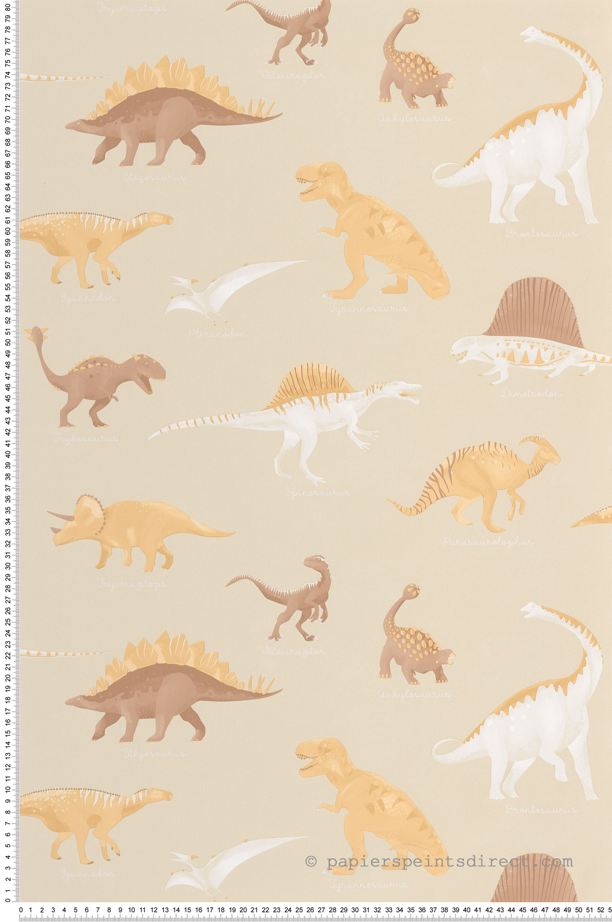 Papier peint Dinosaures Jurassique beige - Les Minis Mondes de Casélio | Réf. MNM105701010