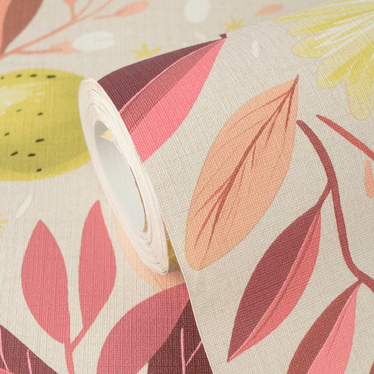 Papier peint Citron Fleur Pop rose vert - Pintwalls 3 d'A.S. Création ZOOM | Réf. AS-791693