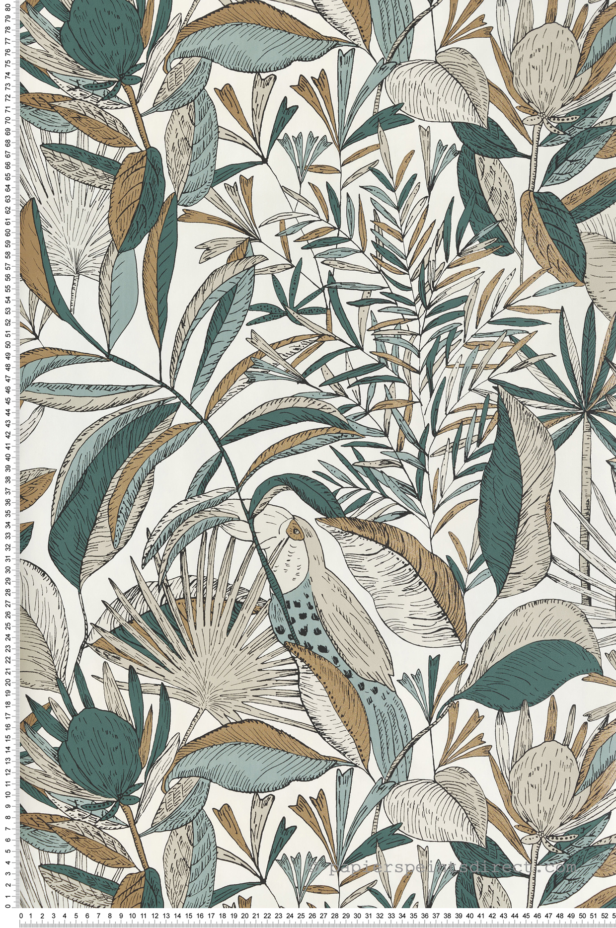 Papier peint Feuille Jardin de Bel Air vert doré - Nos Gravures de Casélio | Réf. NGR103017189