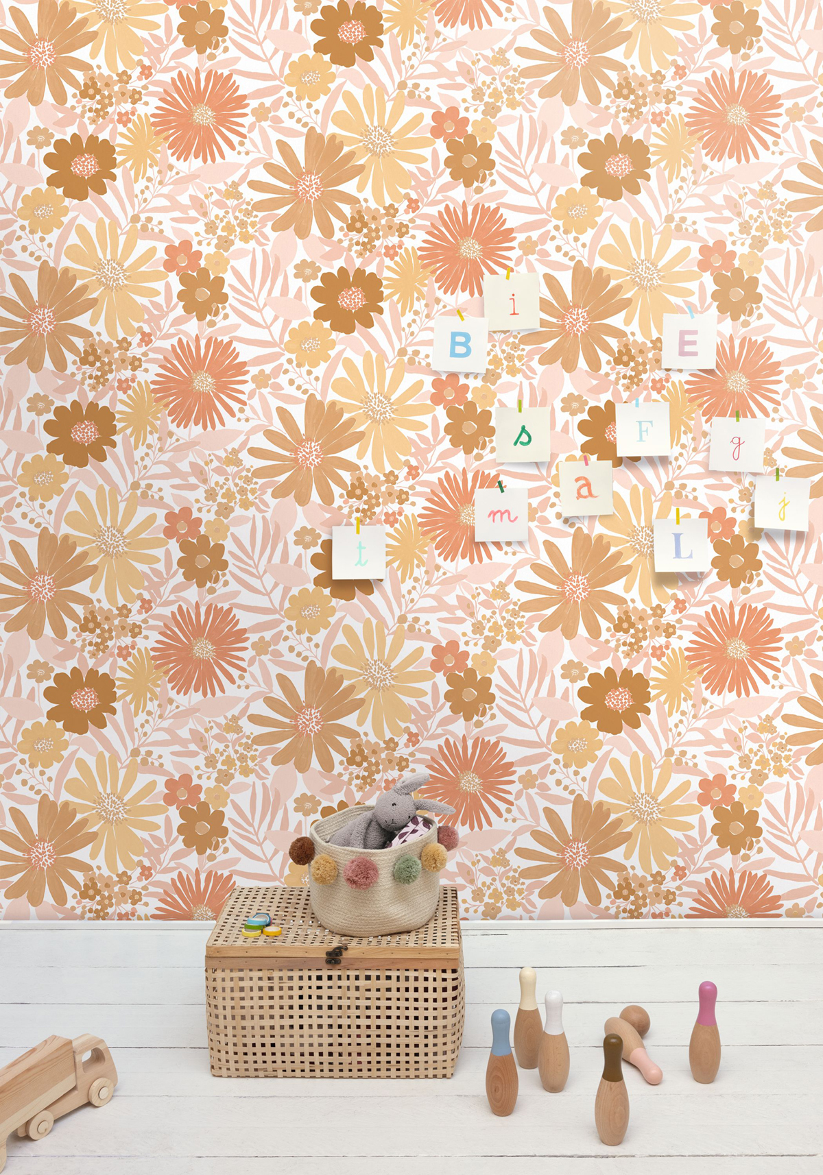 Papier peint Destockage - Marguerite Fleur rose terracotta doré - Let's Go Girls! de Casélio