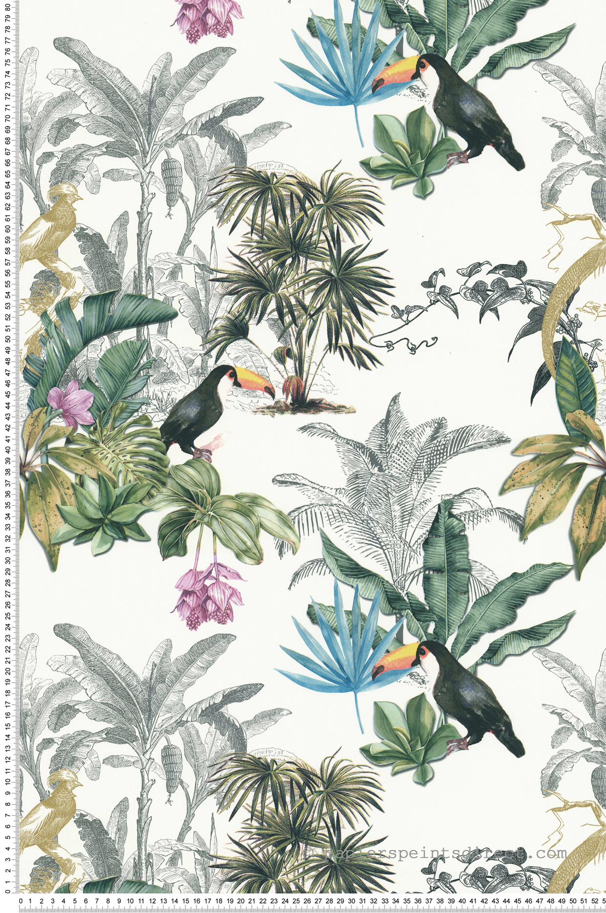 Papier peint Palmier Toucan multicolore - Séjours & Chambres de Lutèce | Réf. LTC-133294704