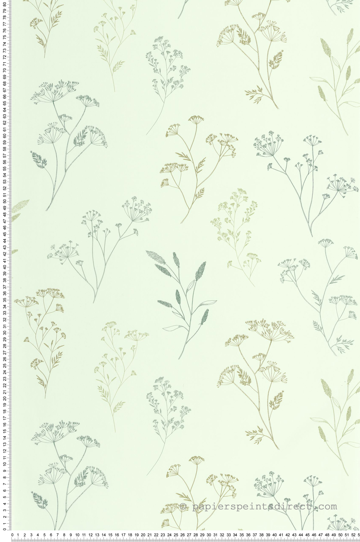 Papier peint Fleur Little Graminea vert d'eau pâle - Art of Botany de Casélio | Réf. AOB106687158