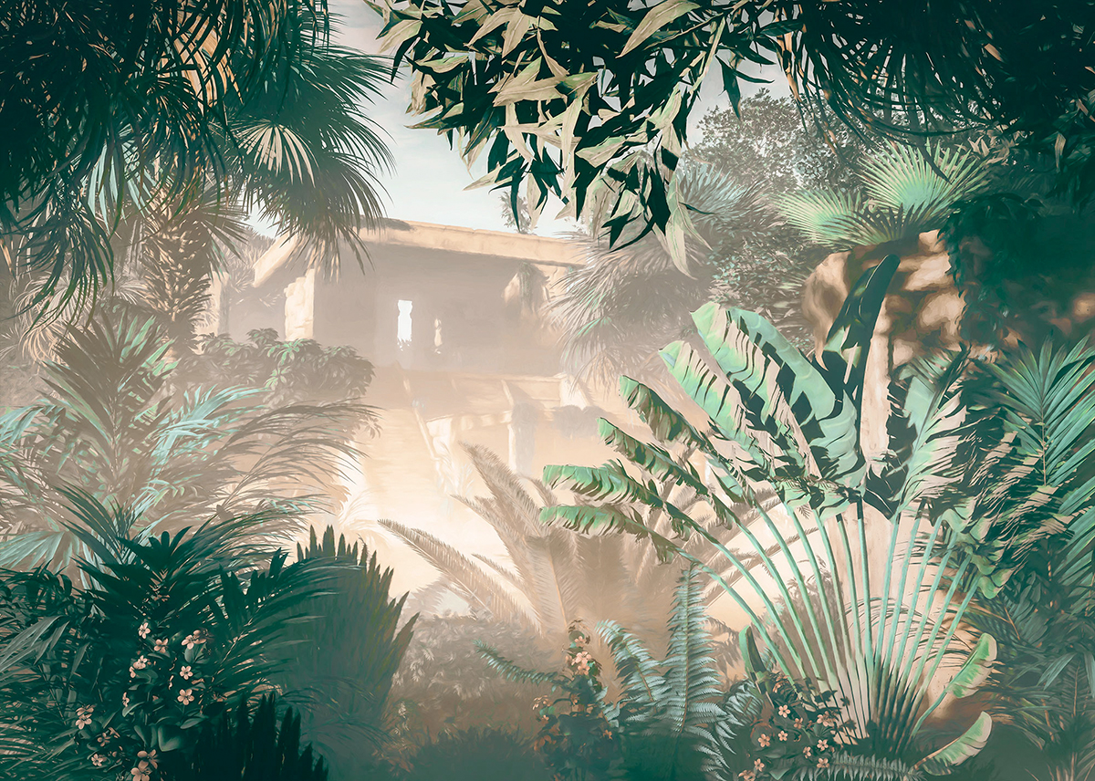 Papier peint panoramique Architecture et Palmier Manoa - Papier peint Komar Le Jardin