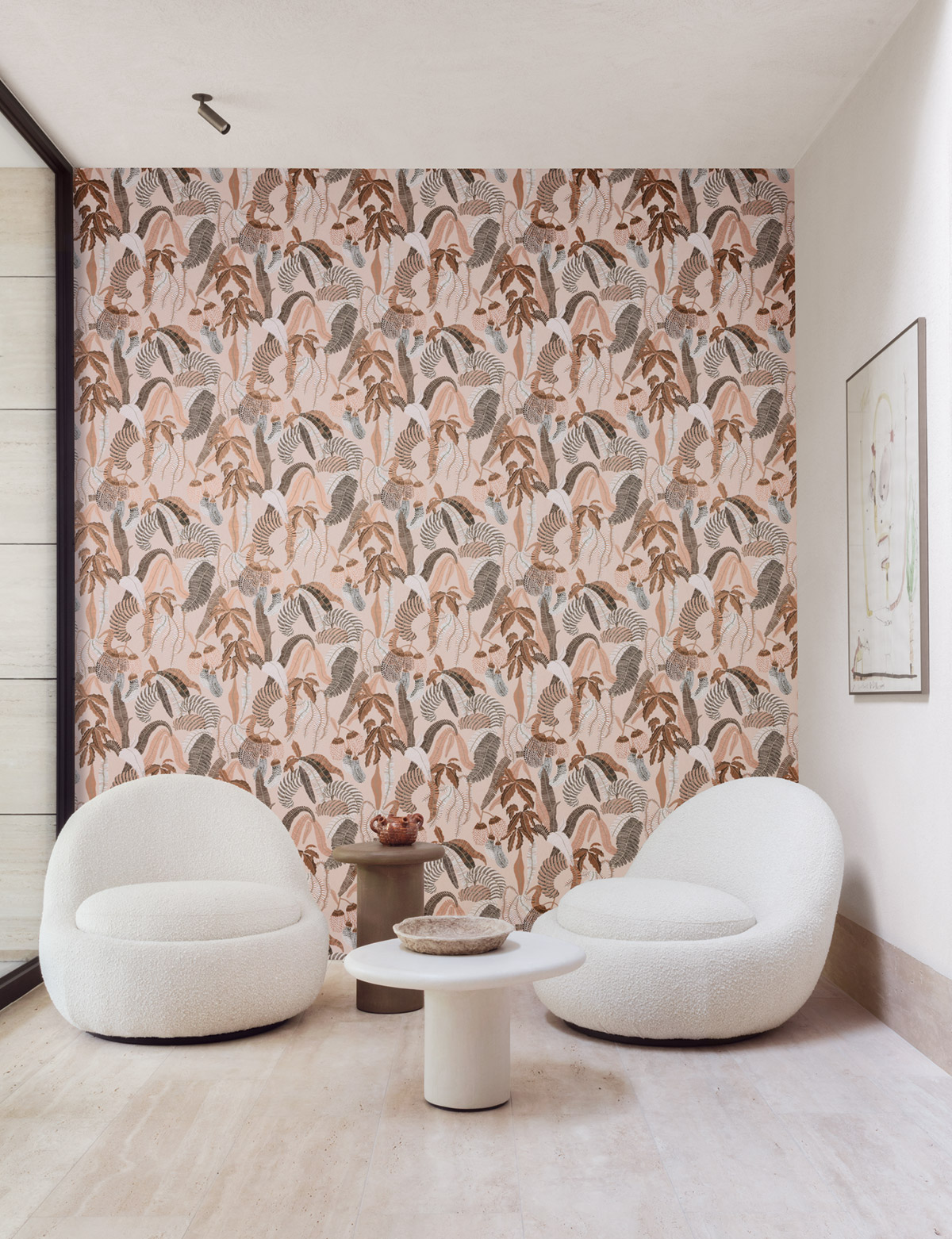 Papier peint Jardin Ninfa rose terracotta métallisé - Romance de Masureel AMB2| Réf. MAS-ROM004