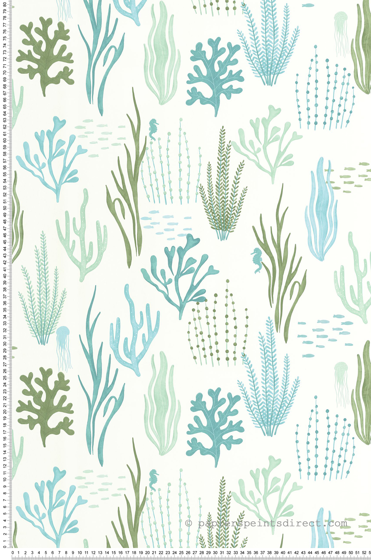 Papier peint Corail Fonds Marins vert bleu - Les Minis Mondes de Casélio | Réf. MNM105817160