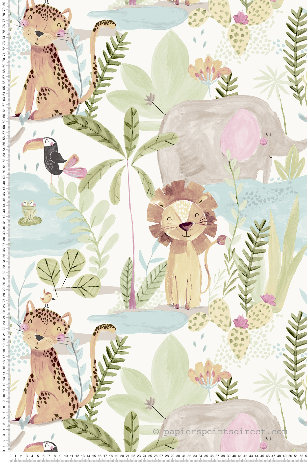 Papier peint Jungle Animaux Enfant multicolore - Imagine de Lutèce | Réf. LTC-DL27558