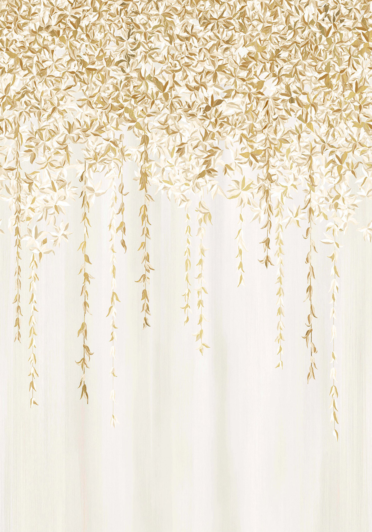 Papier peint panoramique Feuille Tombante Hedera ivoire doré - Panoramas 3 de Casamance | Réf. CAS-76421630