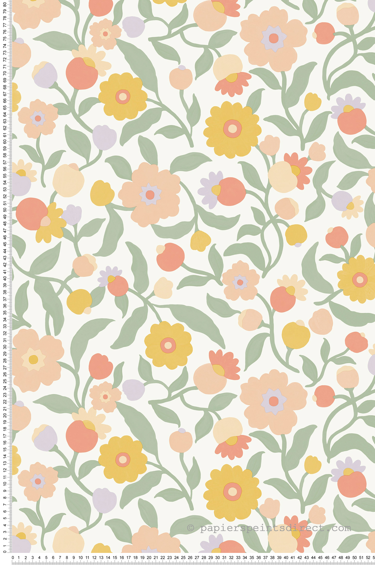 Papier peint Fleur Graphique Capucine vert - Happy Kids Club de Casélio | Réf. HKC107630735