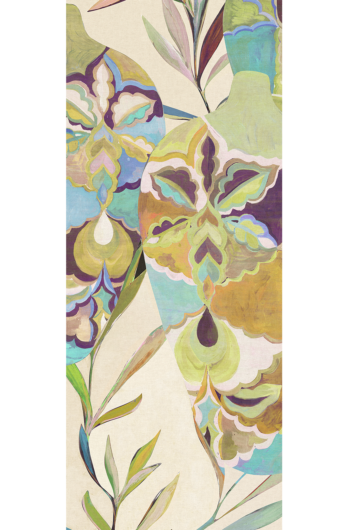 Papier peint panoramique Pot Fleuri Amphor vert - A H260 - Wall Designs IV de Masureel | Réf. MAS-DG4AMP1031-260