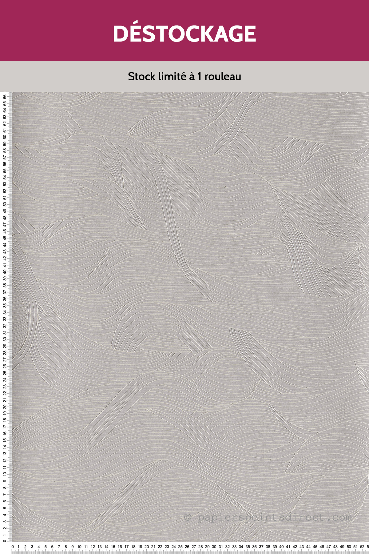 Papier peint Destockage - Vagues Alula Gris Perle - Blossom