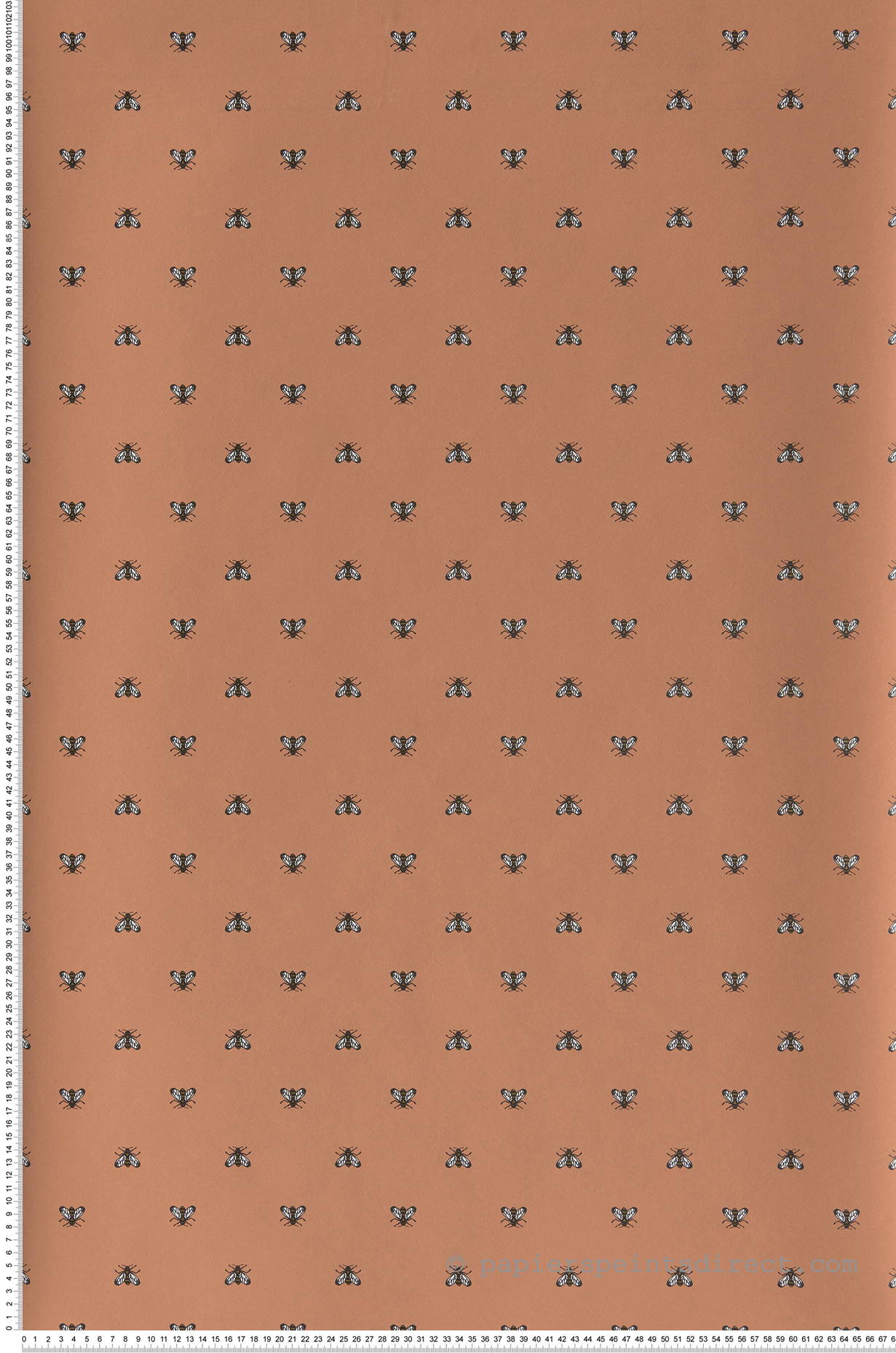 Papier peint abeilles Apis terracotta - Blossom de Casamance | Réf. CAS-74340581