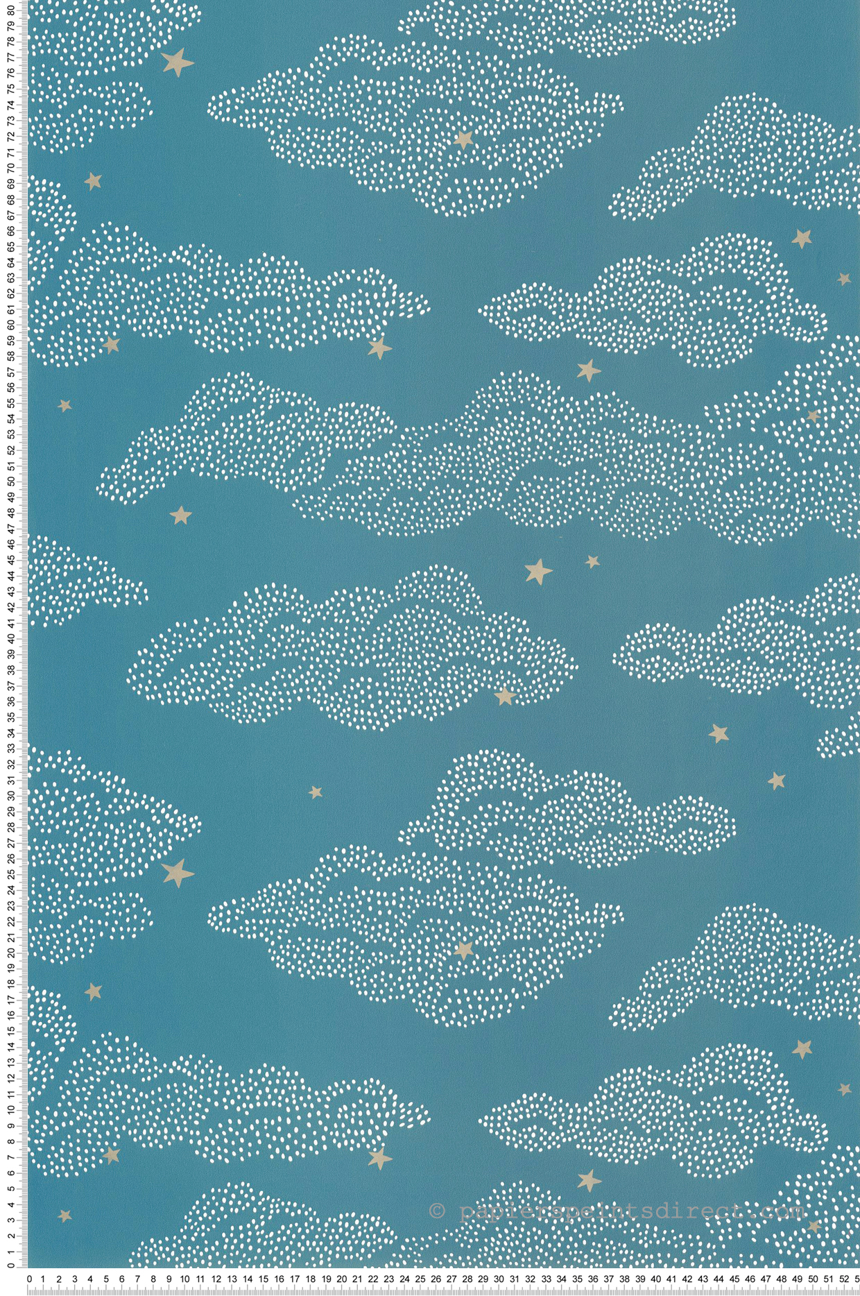 Papier peint Nuage Little Sky bleu nuit argenté - Happy Kids Club de Casélio | Réf. HKC107646612