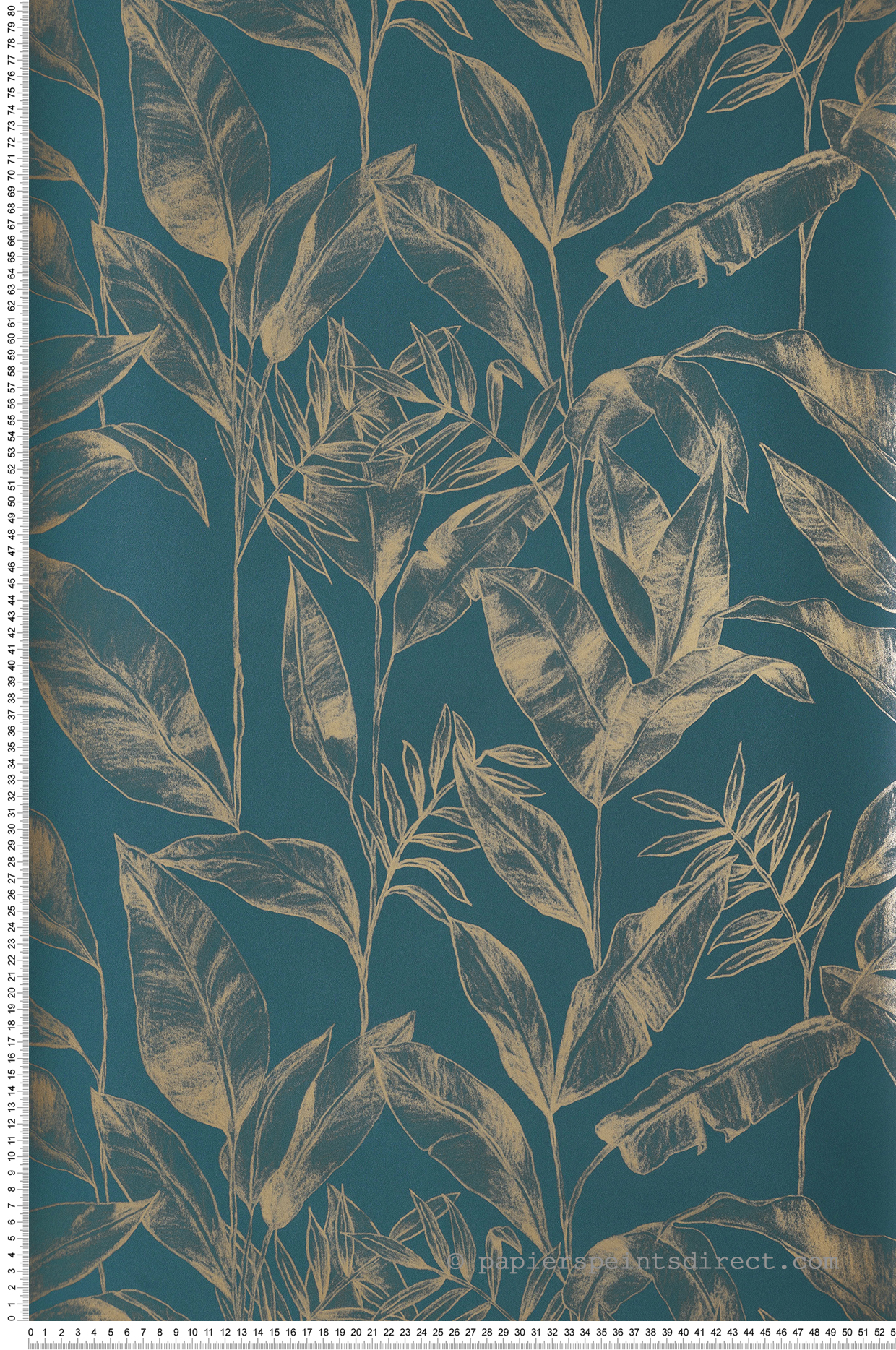 Papier peint Feuille Délicate bleu canard et doré - Only Blue de Casélio | Réf. ONB102636124