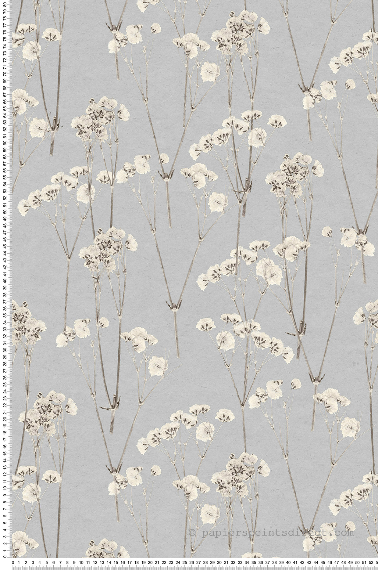 Papier peint Fleurs Séchées bleu doux gris - Herbier de Montecolino | Réf. MC-HE27241