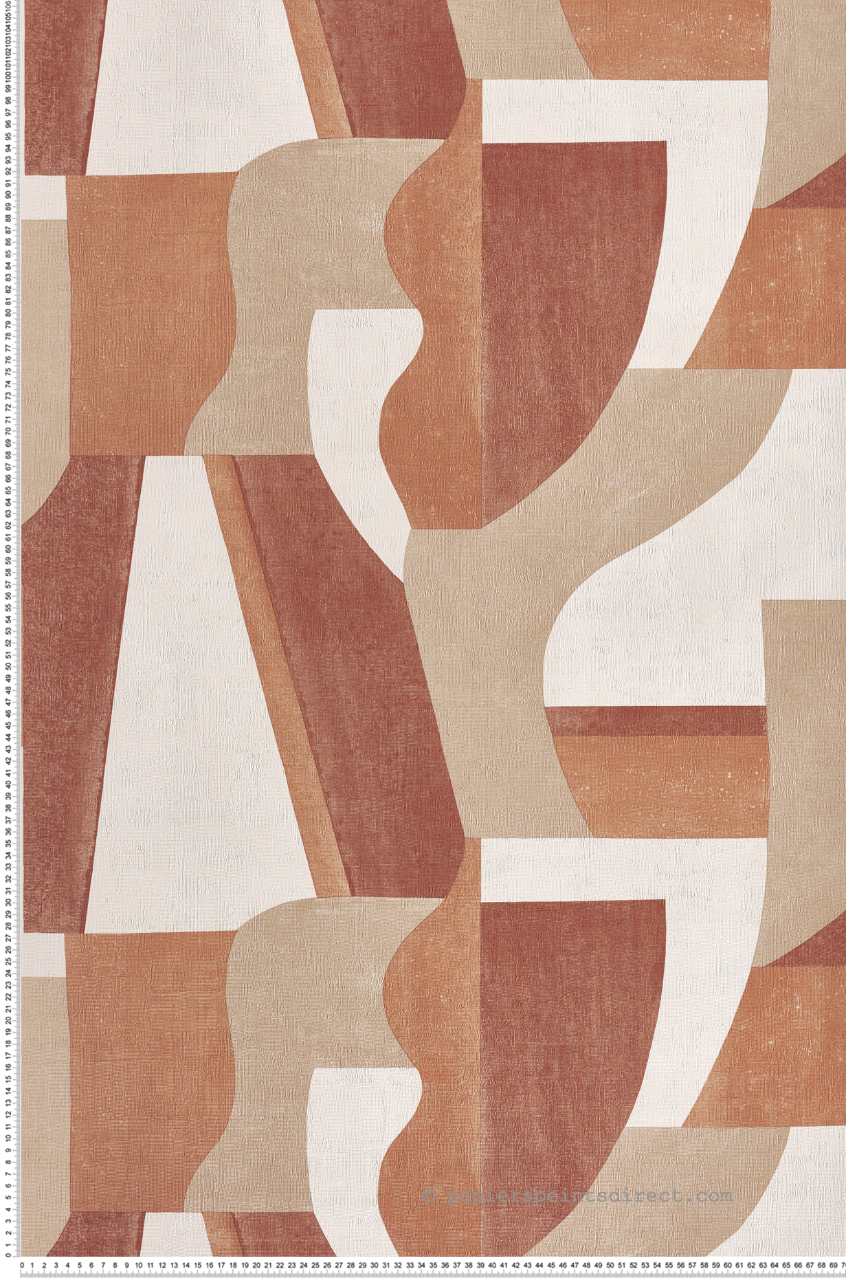 Papier peint Graphique Gino rose terracotta - Mouvements de Casamance | Réf. CAS-76001936