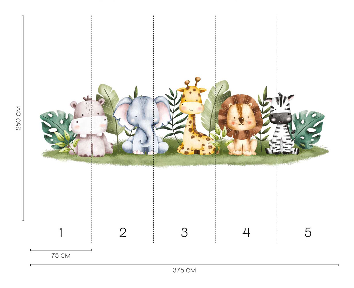 Papier peint panoramique Animaux Zoo Jungle - Wall Love d'A.S. Création REGLE | Réf. DD129602