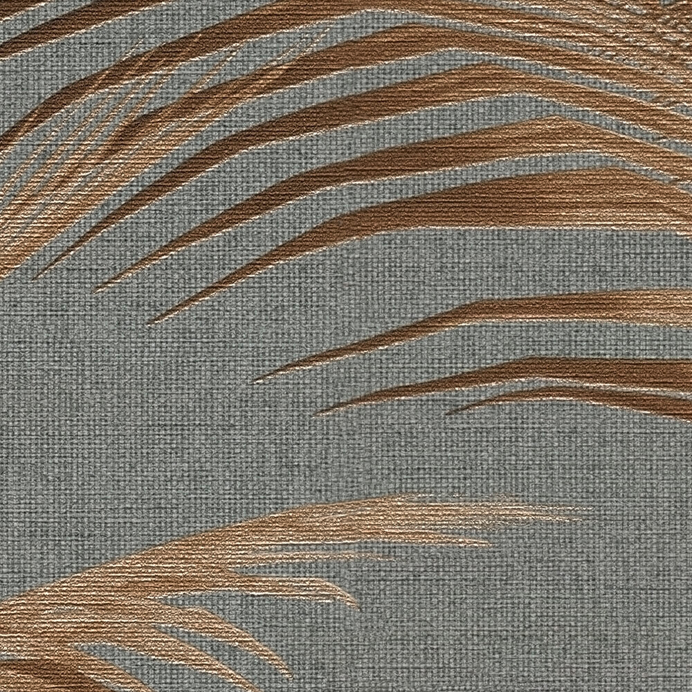 Papier peint Palme Moderne Urbain cuivré bleu gris - Metropolis Michalsky 6 de Livingwalls ZOOM | Réf. AS-399803
