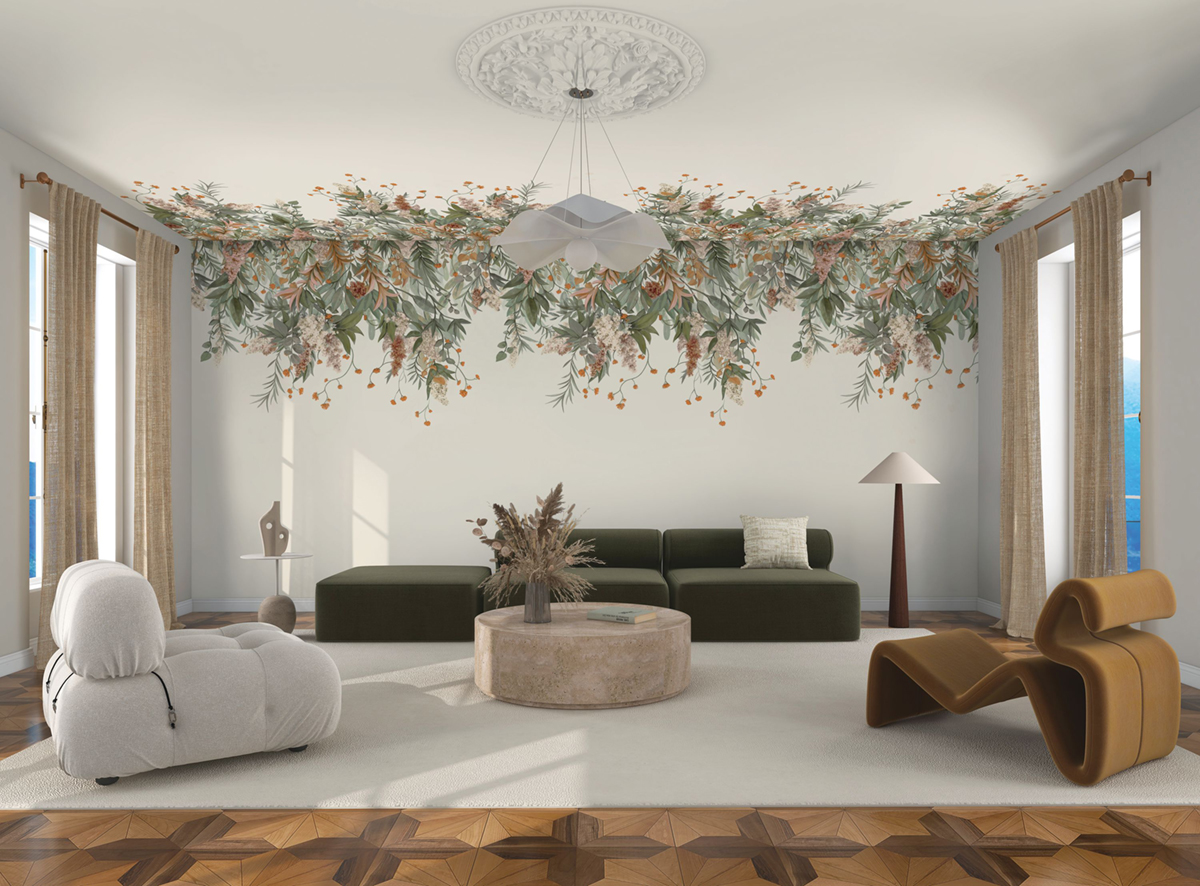 Papier peint panoramique Feuille Tombante Wisteria vert amande - Panoramas 4 de Casamance | Réf. CAS-76802242