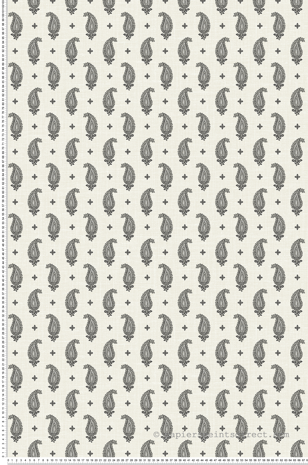 Papier peint Plumetis Cachemire Maia noir écru - French Country d'Initiales | Réf. INI-FC62400