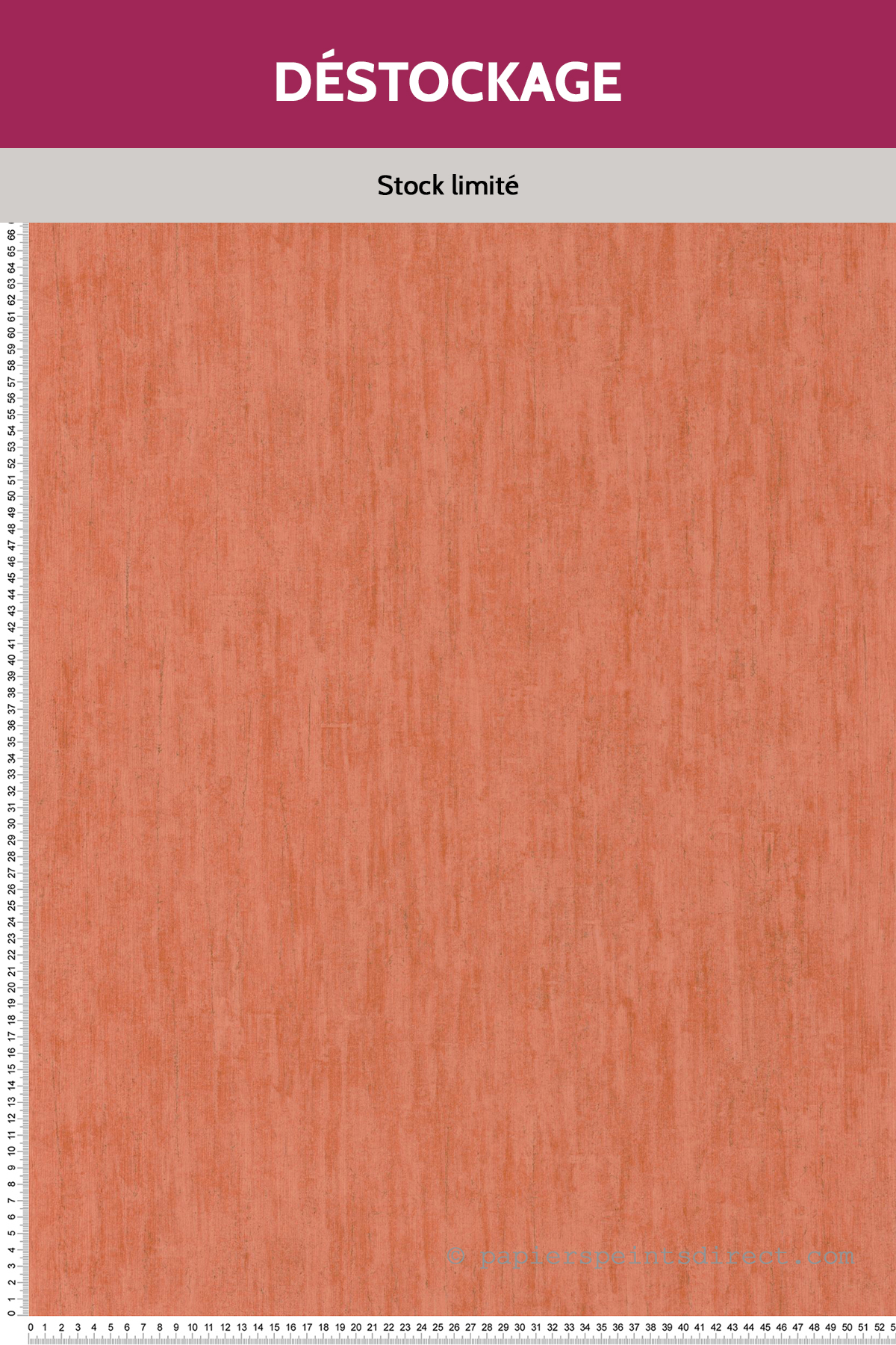 Papier peint Destockage - Faux uni Madera Corail - Cuba de Casadéco