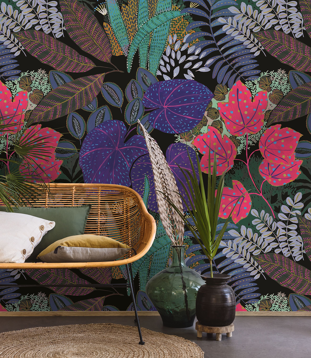 Papier peint panoramique Feuille Tropicale Freedom violette - Beauty Full Image 2 de Casadéco | Réf. BFM102494709