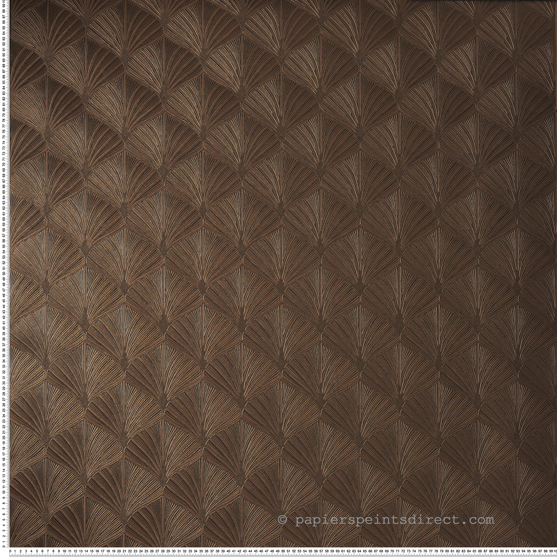 Papier peint Palmette Art Déco Néréide noir brun métallisé - Magnitude de Casamance | Réf. CAS-76651834