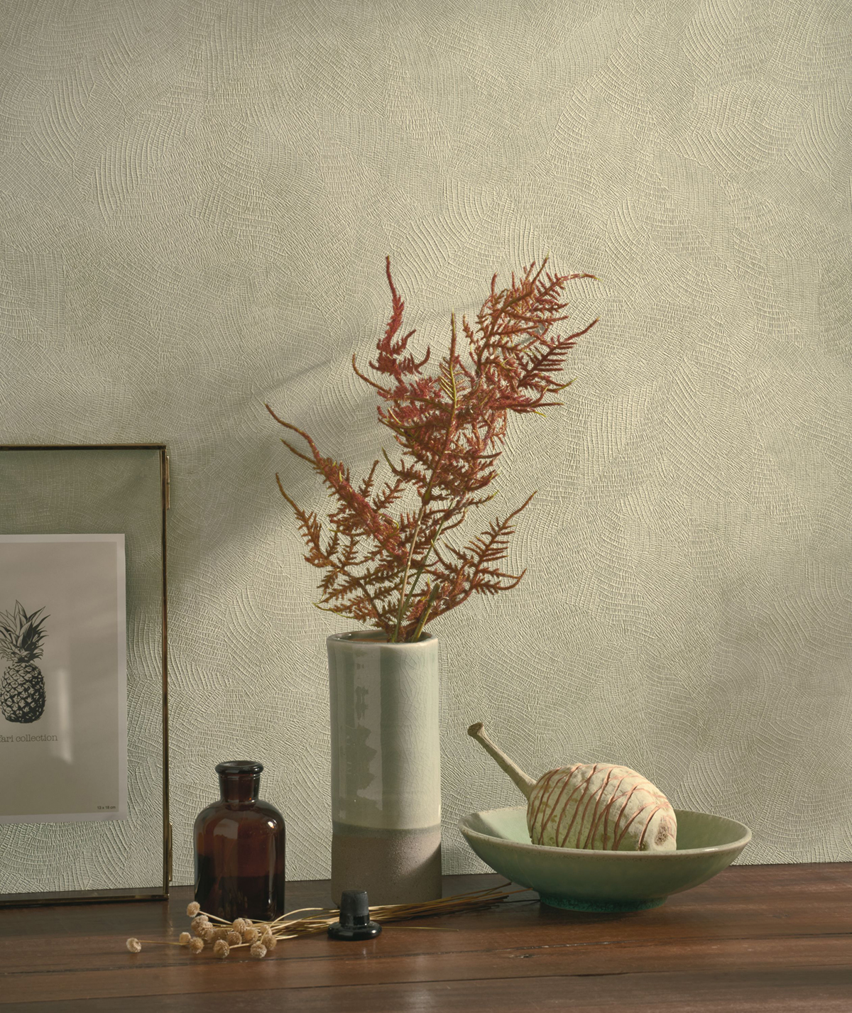 Papier peint Matière Feuille Masaya vert lichen - Riverside 4 de Casadéco | Réf. RIVI86427223