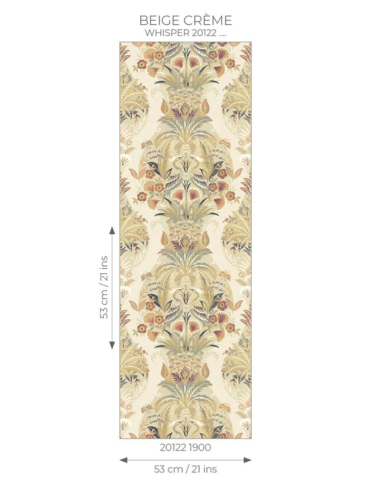 Papier peint Baroque Oiseau Whisper beige crème - Heritage de Casadéco AMBR | Réf. HETA201221900