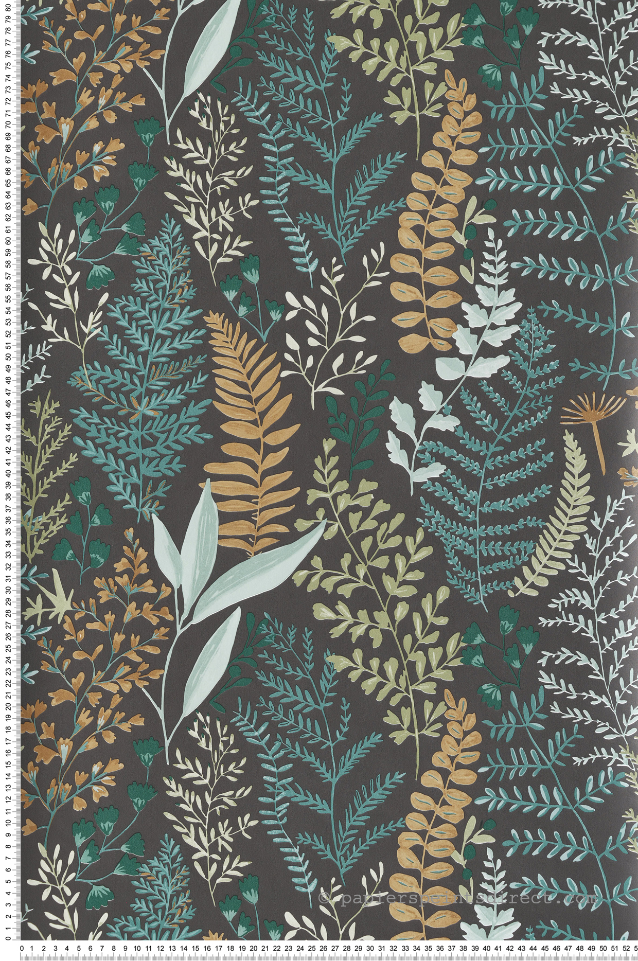 Papier peint Feuillage Woodland émeraude et noir - La Forêt de Casélio | Réf. FRT102927927