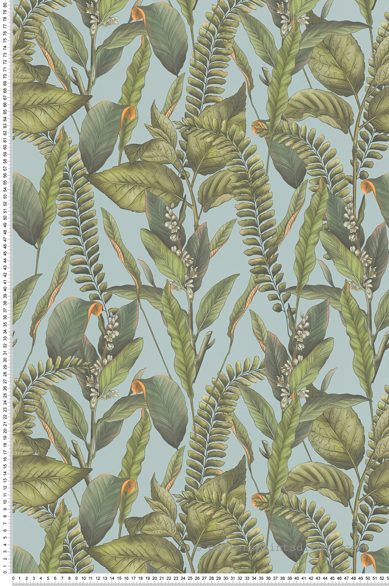 Papier peint Végétation Jungle vert bleu - Drawn Into Nature de Livingwalls | Réf. 39413-3