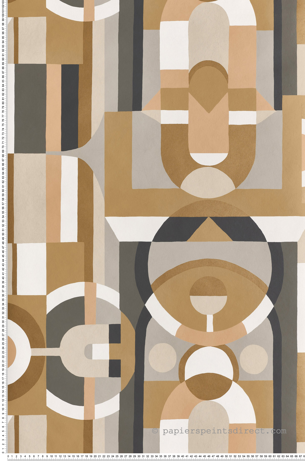 Papier peint Art Déco Vitrail mordoré anthracite doré - Faubourg des Lumières de Casamance | Réf. CAS-76250304