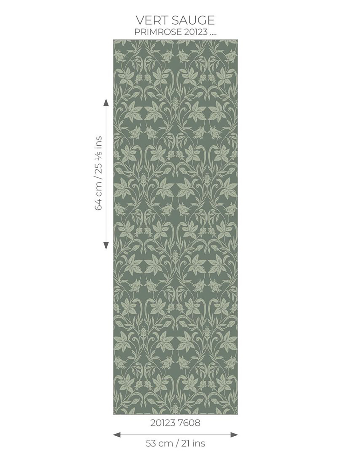 Papier peint Feuille Style Anglais Primrose vert sauge - Heritage de Casadéco AMBR | Réf. HETA201237608