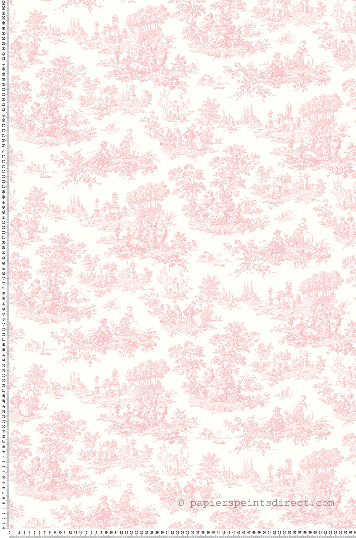 Papier peint Toile de Jouy Vintage rose - Alice et Rose de Lutèce | Réf. LTC-VI81001
