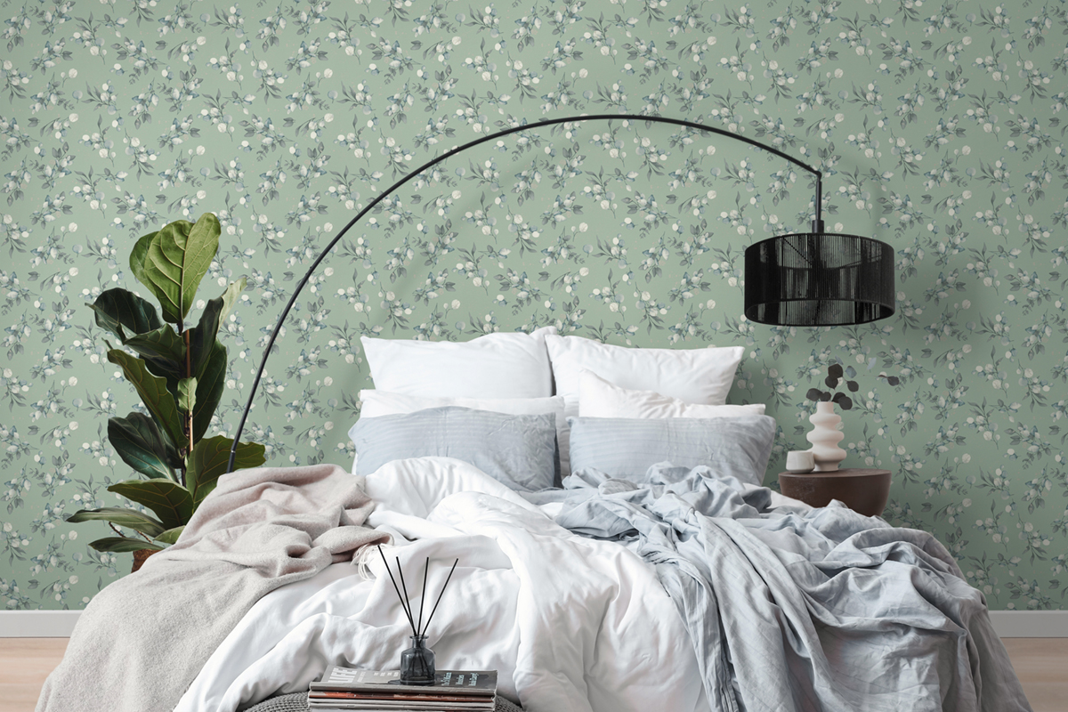 Papier peint Douce Nature vert d'eau métallisé - Pure Elegance d'A.S. Création | Réf. AS-397687