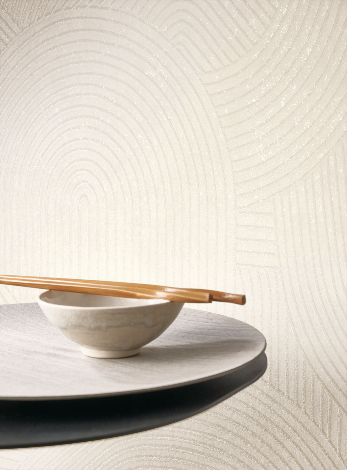 Papier peint Jardin des Pierres blanc polaire - Kyoto de Casadéco AMB2 | Réf. KYTO88750213