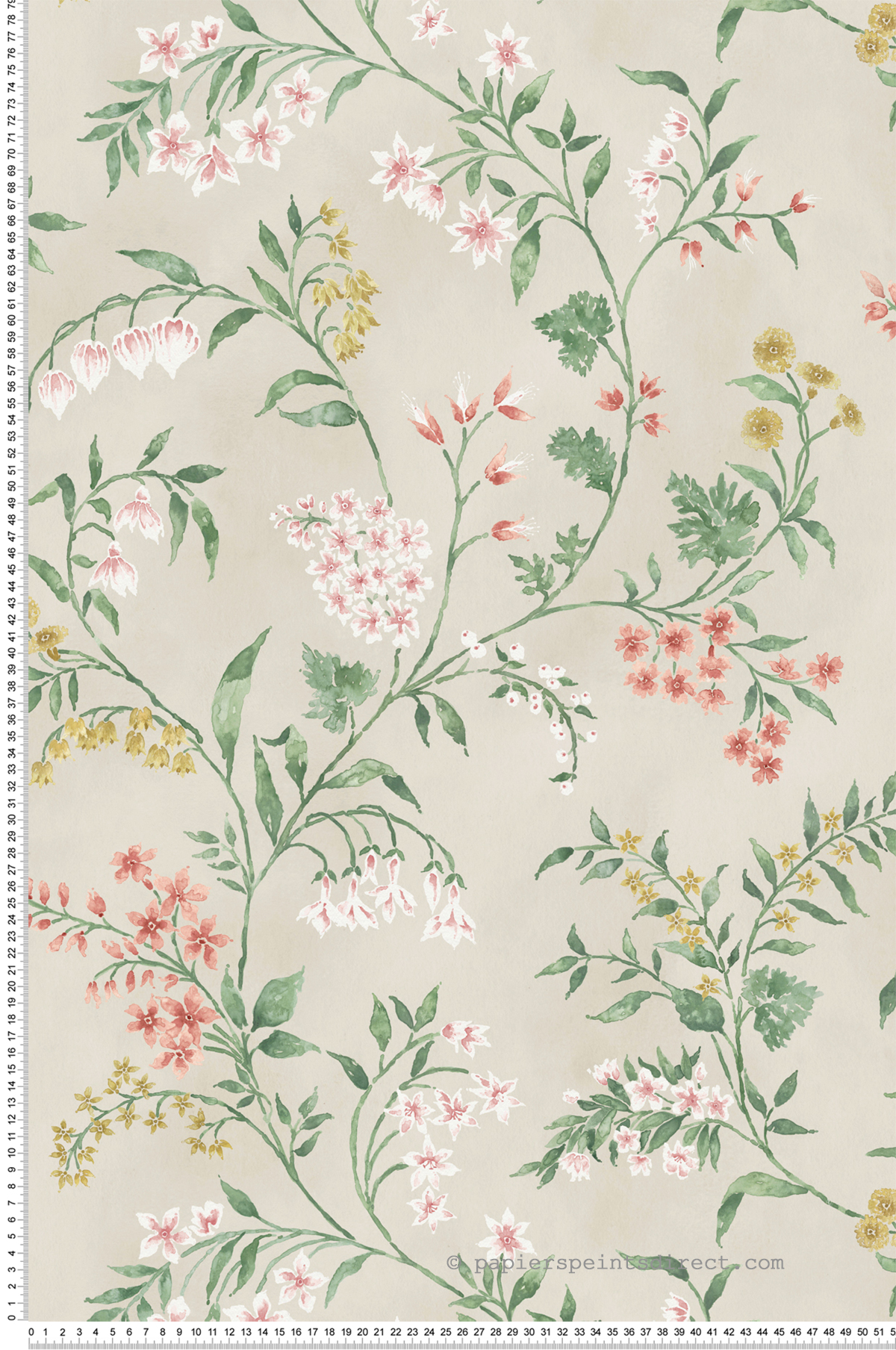 Papier peint Fleurs Almora rose grège - Signature de Nina Campbell | Réf. OSB-NCW4491-03