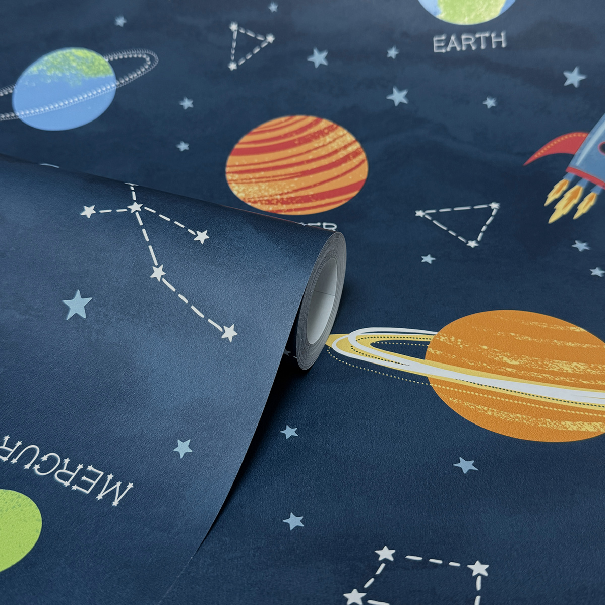 Papier peint Planète Espace Enfant bleu - Imagine de Lutèce ROLL | Réf. LTC-DL27595