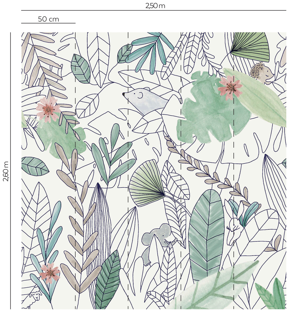 Papier peint Panoramique Animaux Forêt Tropicale - Tartine & Chocolat de Lutèce AMB2| Réf. LTC-27230104