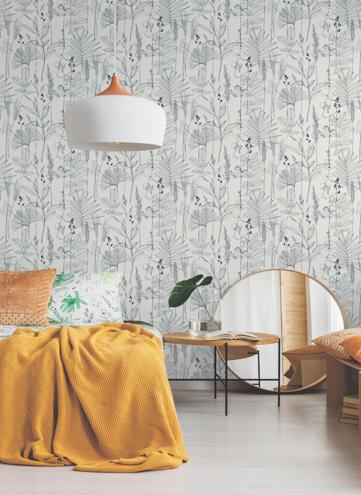 Papier peint Exotique Ginkgo Graminée noir et blanc - Les Essentiels de Lutèce | Réf. LTC-51210309