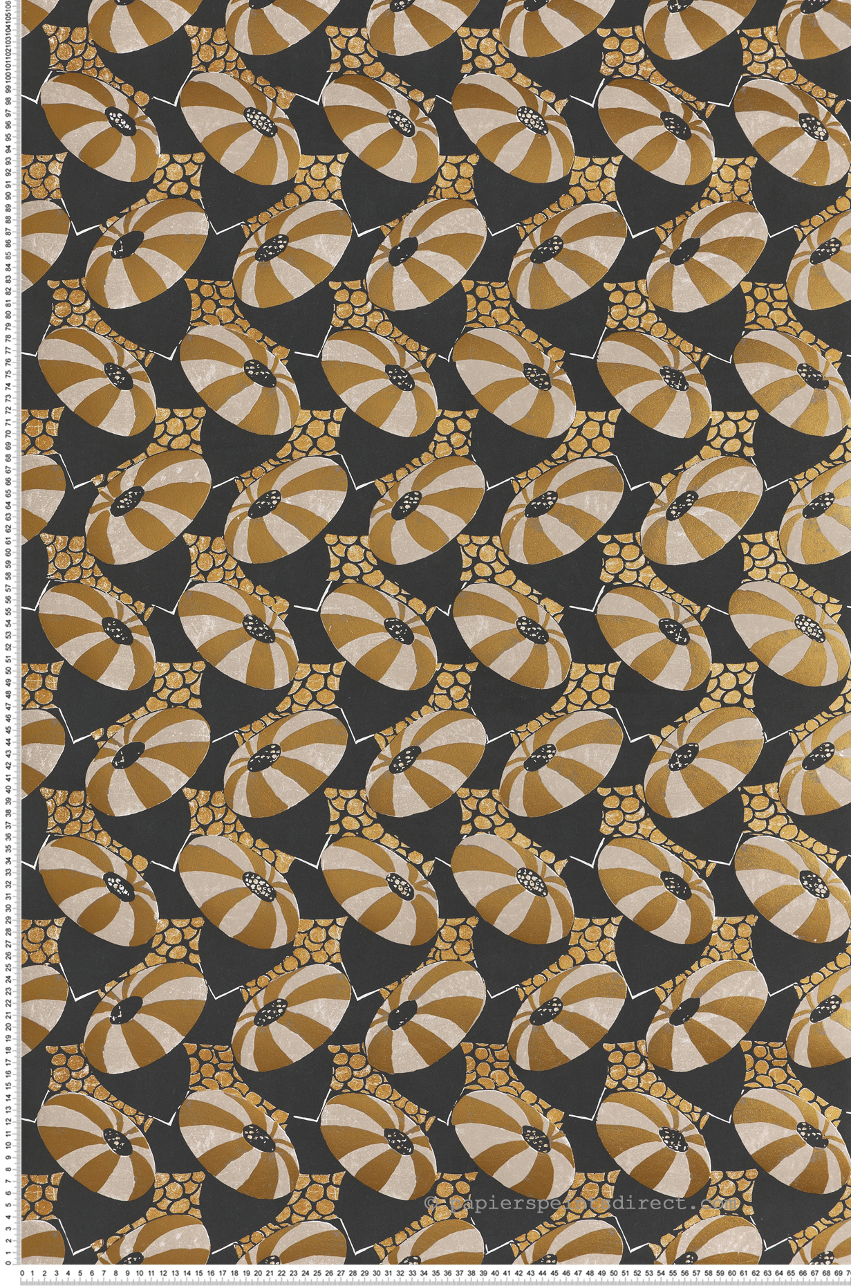 Papier peint Soucoupe Cecilia doré - Folies de Masureel | Réf. MAS-FOL004