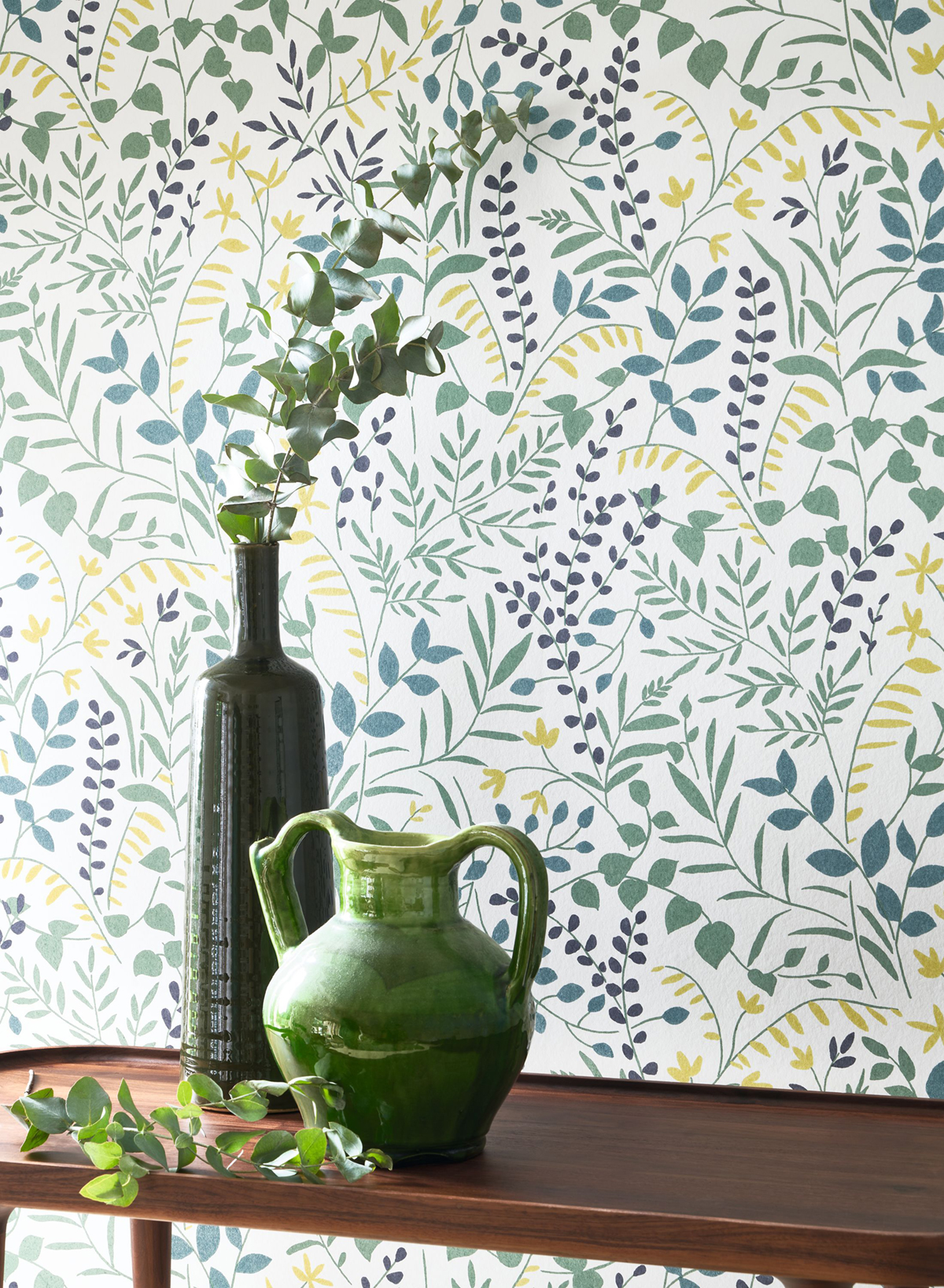 Papier peint Branche Scandinave Bastide bleu anis - Echappée Belle de Casadéco AMB2| Réf. ECHA89836424